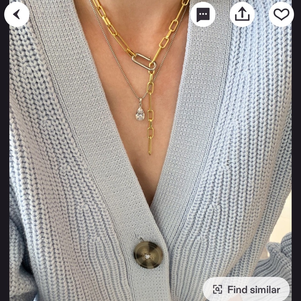 18K Gold Plated Lariant Necklace with Silver Clasp